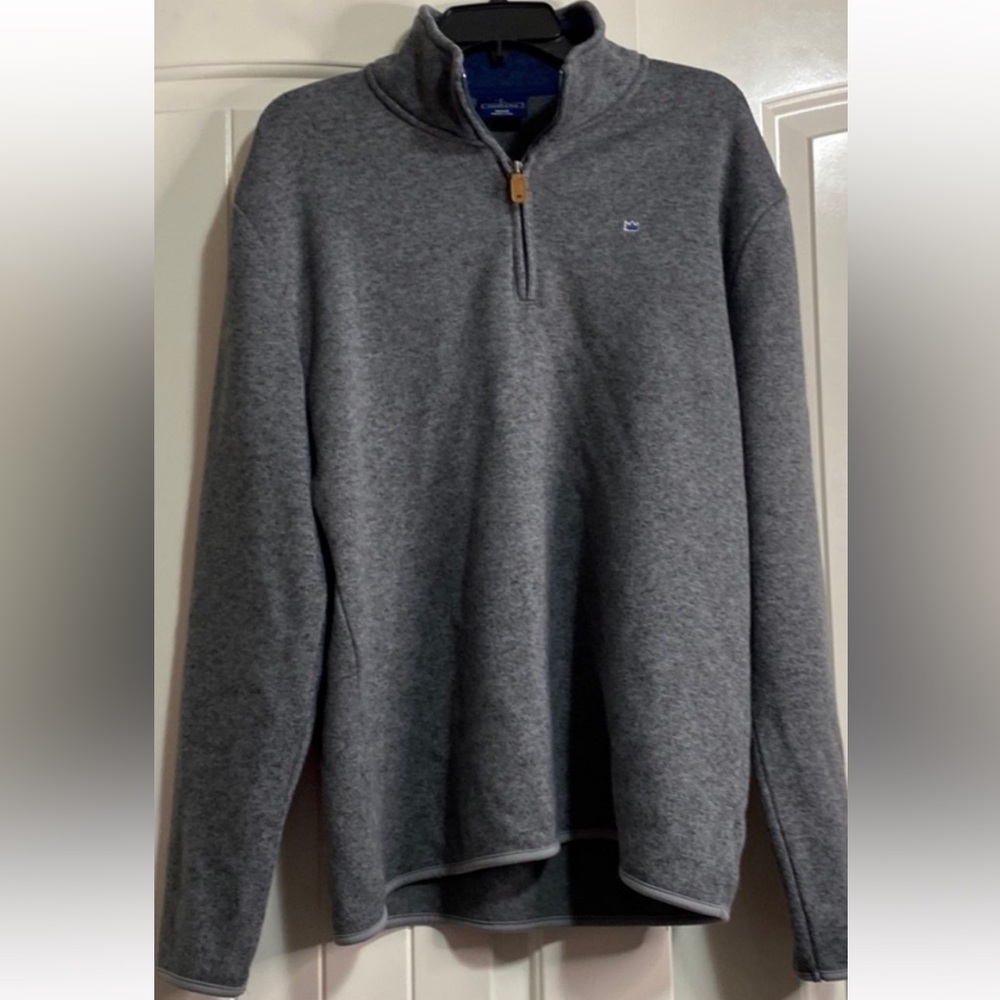 Crown & Ivy™ Men’s Sweater Fleece Quarter Zip Pullover Smoky Grey Size M